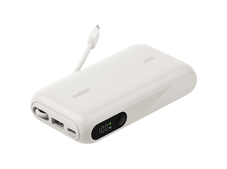 Belkin Boostcharge 10.000 Mah – 45w Pd Met Display & Geïntegreerde Kabel (usb-a + Usb-c) Powerbank Beige