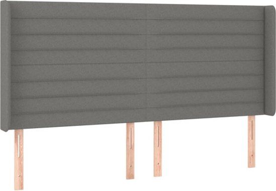 VidaXL Hoofdbord met randen 183x16x118/128 cm stof donkergrijs