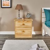 IDIMEX Table de chevet RONDO en pin avec 2 tiroirs, naturel