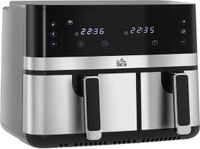 HOMCOM Dual Zone heteluchtfriteuse 8,5 L Airfryer 2700W 2 vakken Zwart