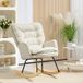 Fauteuil à bascule, assise large, dossier haut, structure en hêtre, jusqu'à 120 kg, beige