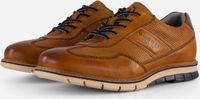 bugatti Heren casual sneakers met veters van leer met handmatige afwerking, cognac, 42 EU