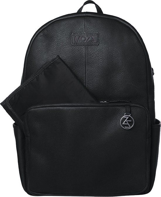 MOZZ Luiertas Rugzak Beautiful Backpack - Zwart | Leer | Inclusief verschoonmatras