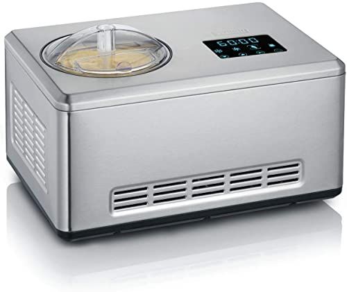 Severin EZ 7405 Ijsmachine met Yoghurtfunctie, Incl. Ijshouder (2L) en Receptenboek, Digitale Timer, Dekselopening, Zilver