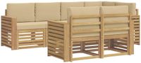 vidaXL - Buiten - bank - set - 7 - st - Wit - en - Beige - Polyester