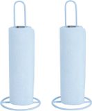 MSV Keukenrolhouder - 2x - 1 rol - metaal - wit - 31 x 12 cm