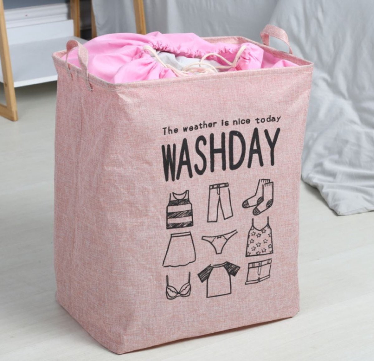 pippashop Inklapbare wasmand roze 53x43,5x33 cm