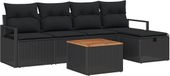 vidaXL Tuinbank Set Zwart Poly Rattan 3 Zitplaatsen