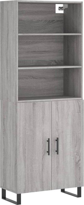 vidaXL Hoge kast 69,5x34x180 cm bewerkt hout grijs sonoma eikenkleurig