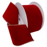 Morex Ribbon Flocked Bedraad Fluwelen Lint, 4 inch bij 25 Yards, Berry Red