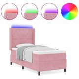 vidaXL Boxspringbed met matras met LED Roze 90 x 190 cm Fluweel