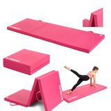 TREXO Opvouwbare gymnastiekmatras, 180 × 60 × 5 cm, 3-delig, slijtvaste milieuvriendelijke leren bekleding, flexibel PE-schuim, draaggreep, eenvoudige reiniging