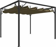 vidaXL Tuinprieel met uittrekbaar dak 3x3 m taupe