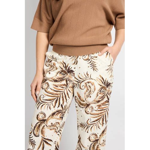 CS the Label regular waist casual broek met paisley print bruin
