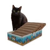 Croci Aquario Krabpaal voor volwassen katten, 6-in-1 doos, met 3 krasbestendige, dubbellaagse antislipvoeten, inclusief kattenkruid 44 x 28 x 10 cm
