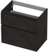 INK - Onderkast 2 Laden Greeploos Hout Decor met Houten Keerlijst A-symmetrisch - 700x450x650 Mm - Houtskool Eiken