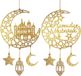 Bol Set van 2 Houten Eid Mubarak Deurborden – Ramadan Kareem Decoratie met Maan en Sterren