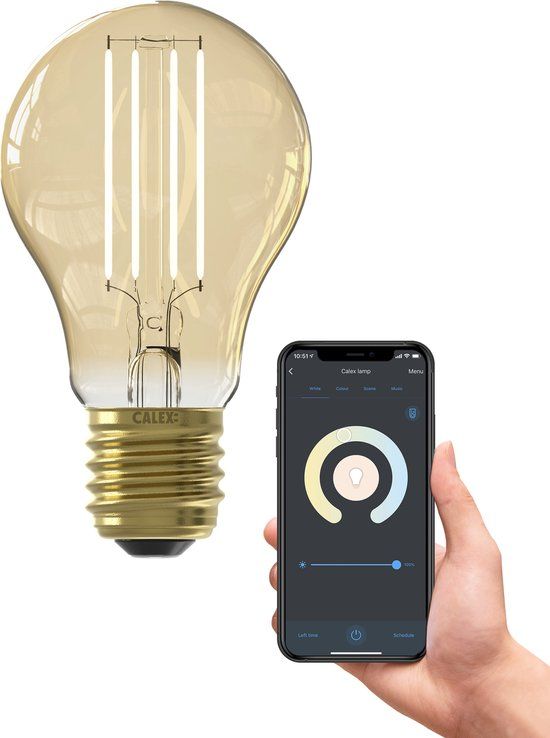 Calex Smart LED Filament Lamp E27 - Goud - Dimbaar - 7W - Warm Wit