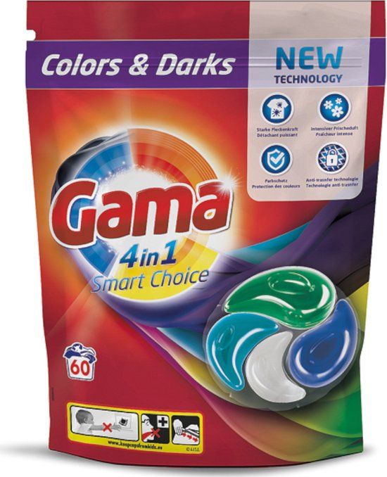 Gama 4-in-1 Wasmiddelpads Donker & Kleur - 60 stuks