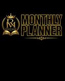 Royalty Maker Monthly Planner: 8x10 Undated Minimalist Layout Calendar for Book Publishers, Goal Setting, Productivity & Scheduling, Organization Black with Gold, COLOR INTERIOR