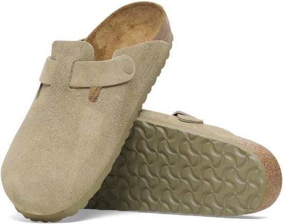 Birkenstock Boston Suede Leather Faded Khaki Slides - Unisex - Size 37 - Autumn/Winter 2024