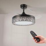 M Ledme - Black Aqua Led-plafondventilator met 36 W licht en afstandsbediening, energiebesparend, DC 30 W, 6 snelheden, stil, 4 uitklapbare vleugels, zomer-winterfunctie, timer