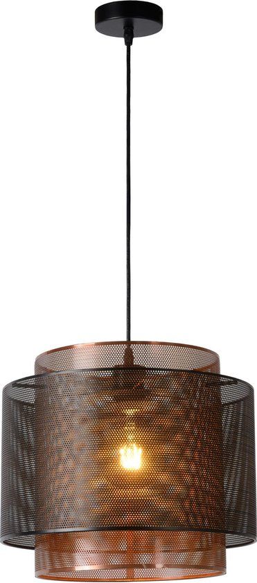 Lucide ORRIN Hanglamp - Ø 34 cm - Zwart - E27 - Dimbaar
