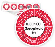 Keuringsstickers Technisch Goedgekeurd tot 2027 | 50 stuks, Ø 35 mm | Buiten Rood