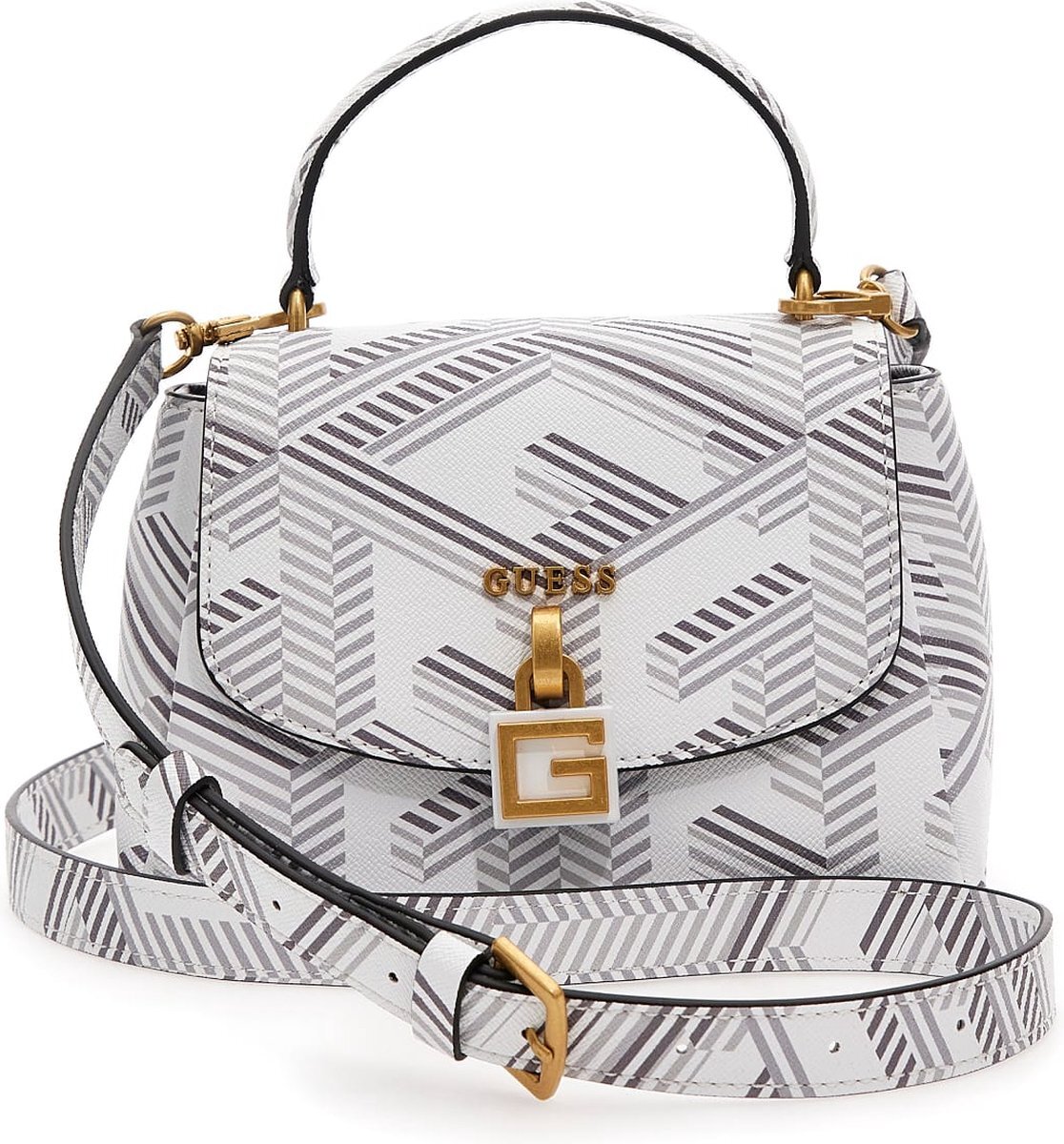 Guess Montreal Mini Crossbody Flap Dames Tas - Stone Logo