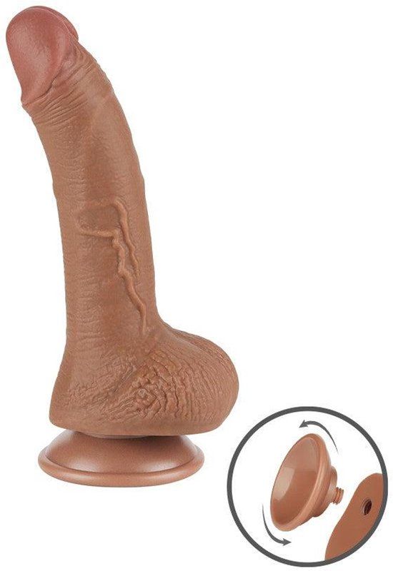 LoveToy - Sliding Skin Dildo 19,5 cm (Ø 3,5 cm) - Bruin