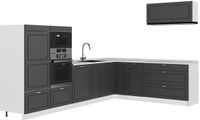 Vicco Hoekkeuken Fame-Line, Anthrazit-Gold Landhaus/Wit, 327 x 227 cm