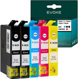 Evoke Set van 5 Epson printer inktcartridges 2x T1631 + T1632 + T1633 + T1634 XL