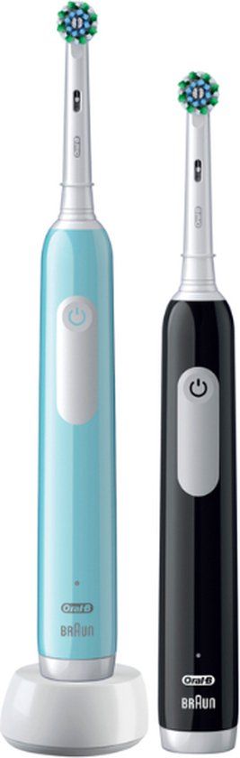 Oral-B PRO 1 - Elektrische Tandenborstel - Blauw & Zwart - 2 Handvatten & Opzetborstels