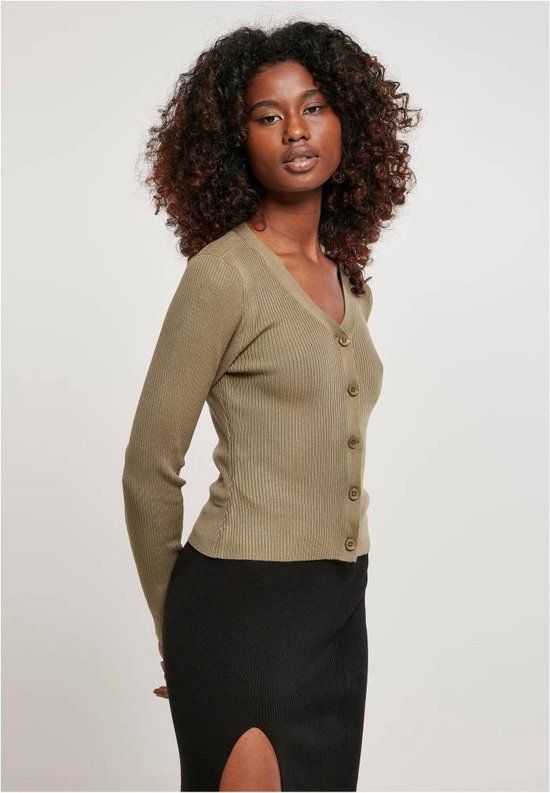 Urban Classics Short Rib Knit Cardigan - Groen - 5XL - Dames