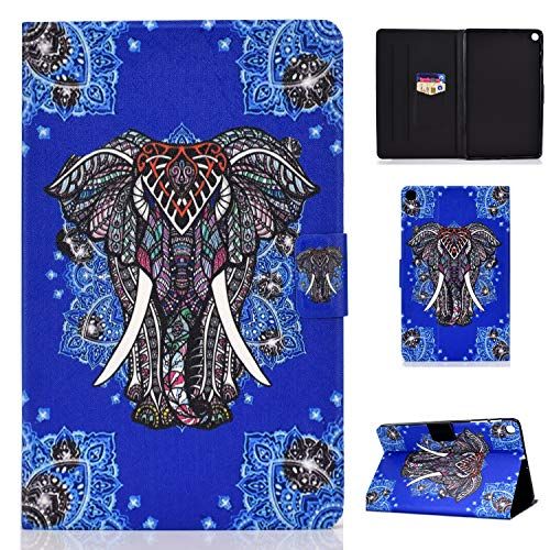 Bspring Samsung Galaxy Tab S5e 10.5 Inch Case PU Lederen Cover Flip Stand Tablet Protector Met Auto Sleep/Wake Functie en Card Slots Voor Galaxy Tab S5e 10.5 SM-T720 / T725, Etnische olifant