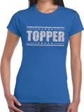 Bellatio Decorations Shoppartners Bv Blauw Topper shirt in zilveren glitter letters dames - Toppers dresscode kleding XXL