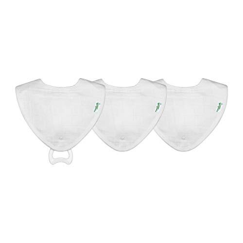 green sprouts Groene Sprouts - Muslin Stay-Dry Teether Bibs (3 Pack) - Wit - 0-12 Maanden