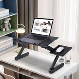 NONE Inklapbaar bed Tafel lichtgewicht compact verstelbaar computerbureau voor pc Draagbare leestafel voor ultrabook Boek Tijdschrift en ontbijt Zwart