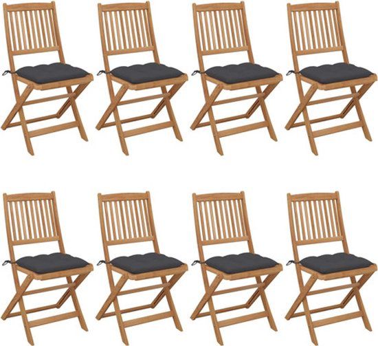 vidaXL Tuinstoelen 8 st inklapbaar met kussens massief acaciahout