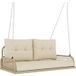 Hollywood Swing 2 Places En Rotin Avec Coussins Et Chaînes, Jusqu'à 240 Kg, 115 X 66 X 44 Cm, Beige
