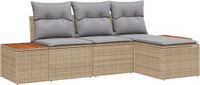vidaXL Tuinbank Set Beige Poly Rattan 4-delig