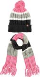 Sarlini Luxe kinder winterset sjaal en muts roze/grijs
