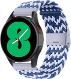 By Qubix - Braided Nylon Smartwatch Bandje - Blauw/Wit - 20mm - Geschikt voor Garmin Vivomove 3/HR/Luxe/Sport/Style/Trend
