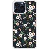 Apple Siliconen hoesje compatibel met iPhone 15 Pro Max Bloemen Zwart