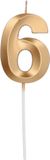 Folat Party Products Folat Kaars Glamour Cijfer 6 Goudkleurig Metallic