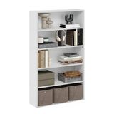 Furinno PASIR Boekenplank, boekenkast met 5 niveaus, boekenkast met open plank, 9,4 x 31,5 x 52,7, voor woonkamer, slaapkamer, thuiskantoor, wit