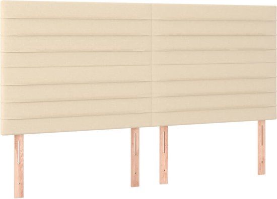 vidaXL Hoofdbord - Crème - 180x5x118/128 cm - Stof