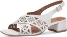 Tamaris Dames Sandalen met hak 39 Wit Leer Blokhak 3-4 cm