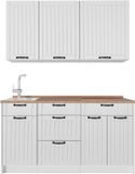 Vicco Eenpersoonskeuken Fame-Line, Wit Landhuis/Wit, 150 cm, WB Eik