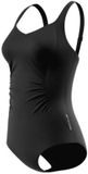 Speedo Shirred Swimsuit Dames - Badpak Dames met Uitneembare Cups - Zwempak Dames met Plooien - Badpak Dames met Verstelbare Bandjes - Zwart - 38